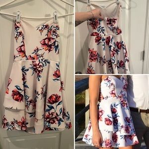 White colorful Floral homecoming dress